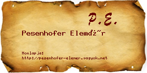 Pesenhofer Elemér névjegykártya